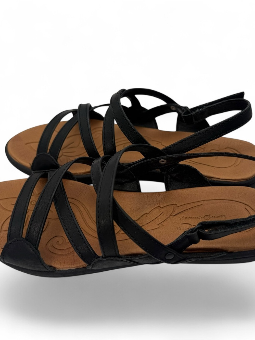 b.o.c. Black Strappy Women's Sandals with Tan Footbed - Picture 5 of 7